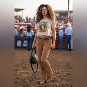 Originality Best in the West Texas crop Tee boho western shirt small